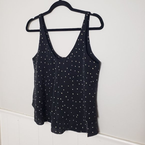 Aritzia BABATON Black Polka Dot 100% Silk Luxe Camisole Tank Top 🖤 - Picture 1 of 5